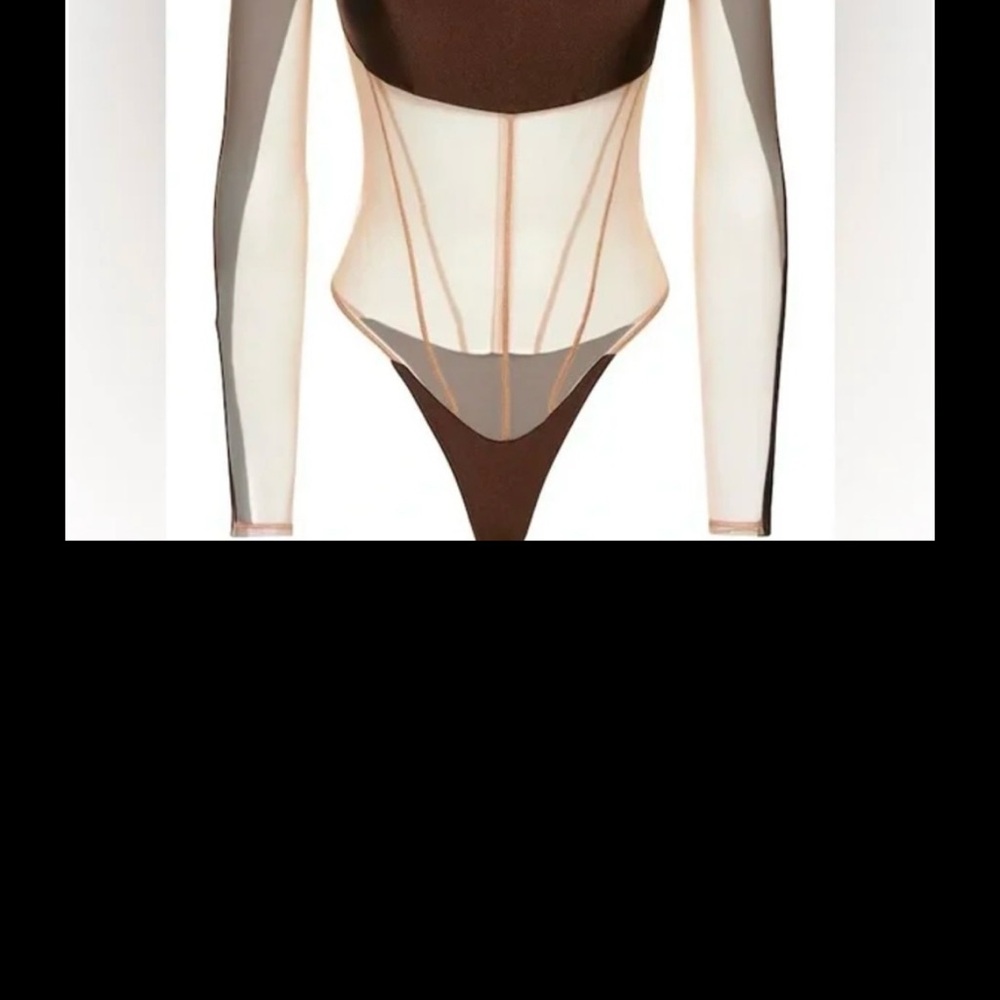 Elegant Brown and mesh Women's Top